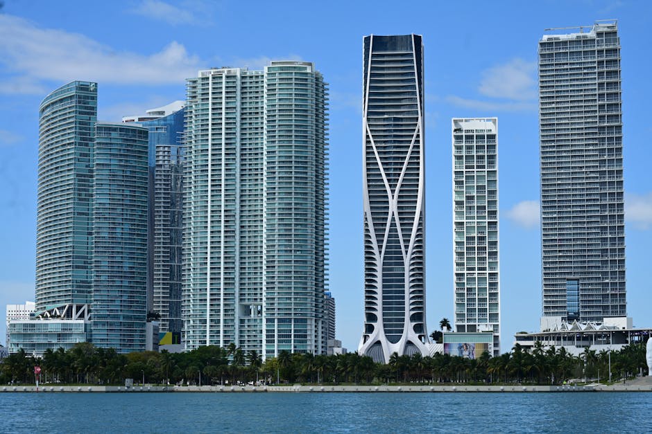 Captivating view of Miami's iconic skyline featuring modern skyscrapers by the waterfront.